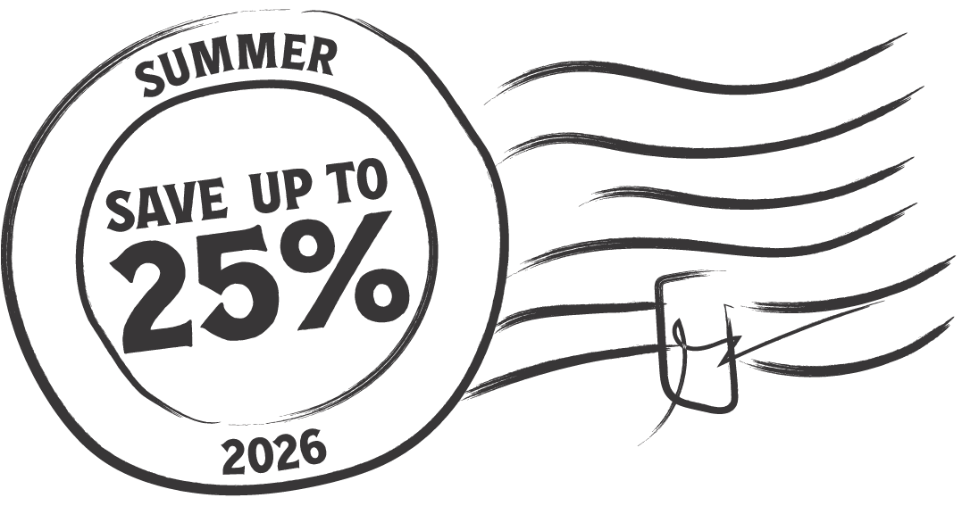 Save up to 25% summer sale stamp